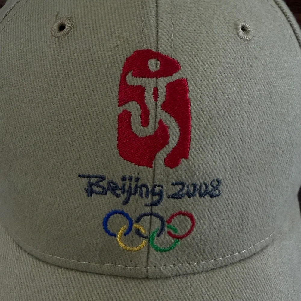 Beijing 2008 Olympics Hat Khaki Tan Embroidered Adjustable Baseball Cap Souvenir
